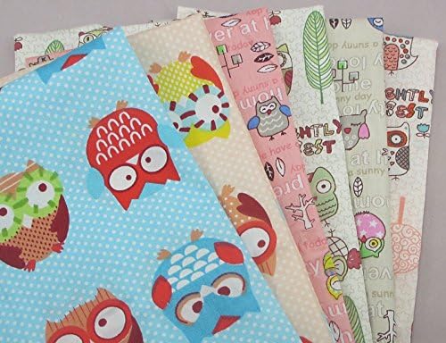 6pcs 50*50cm Owl Pattern Textiles Fabric for DIY Sewing Patchwork