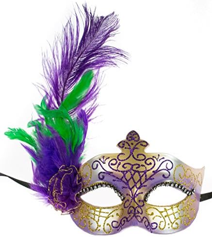 Treme Mardi Gras Eye Mask with Feather