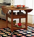 Expandable Kitchen Cart with 4 Drop-Down Leaves in Oak