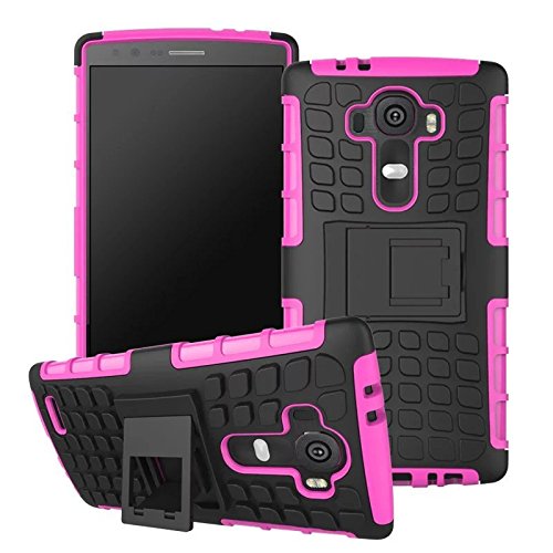 LG G4 Case, Sophia Shop Heavy Duty Tough Rugged Dual Layer Case with Built-in Kickstand, TANK Series Slim Fit Dual Layer Hybrid Armor Protective Case Cover for LG G4 ToughBox Carrier Compatibility AT&T, Verizon, T-Mobile, Sprint, And All International Carriers (Hot Pink)