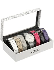 XOXO Womens XO9053 Seven Color Snake and Mesh Interchangeable Strap Set Watch