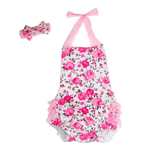 Binmer(TM) Baby Girls Kid Halter Lace Romper Backless Sunsuit Jumpsuit Dress (M:6-12M)