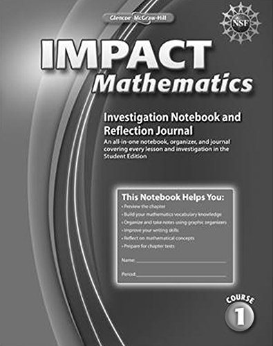 impact mathematics course 1 investigation notebook and reflection journal elc impact math