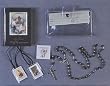 First Communion Gift Sets - Boy - ENGLISH - Black Molded Rosary - Missal - FC Pin - Scapular - Clear Vinyl Wallet
