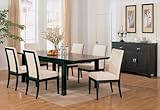 7pcs Contemporary Style Black & Ivory Dining Table & Chairs Set