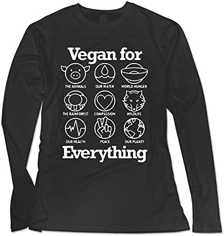 ANIYAWEI O-Neck Women's Tshirt Vegan For Everything Graphic Long Sleeve