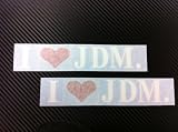 2 x I Love JDM Racing Decal Sticker (New) White With Red Size 7''x1.3''