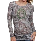 NBA Touch by Alyssa Milano Boston Celtics Ladies Gray Sheer Burnout Crystal Logo Premium Long Sleeve T-shirt (X-Large)