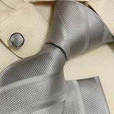 Silver striped men in ties happy valentines day discount silk neck tie cuff links handkerchief set H5052