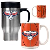 Atlanta Hawks NBA Stainless Steel Travel Mug & Gameball Ceramic Mug Set - Primary Logo