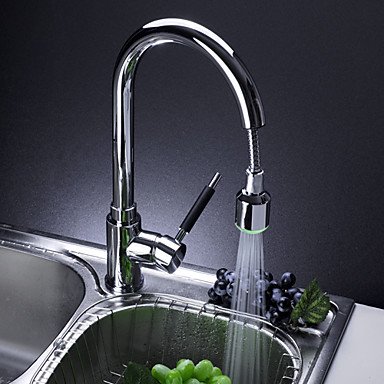 Miao Single Handle Solid Brass Pull Out Kitchen Faucet With Color Changing Led Light Debra K Marblette