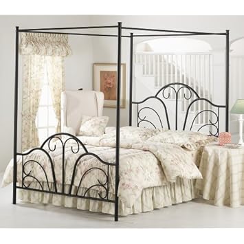 Hillsdale Furniture 348BQPR Dover Canopy Bed Set with Rails and Legs, Textured Black