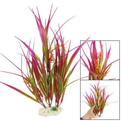 Fish Tank Aquarium Water Wonder Plastic Plant Fuchsia Green