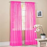 2PieceSolidHotPinkSheerWindowCurtains/drape/panels/treatment60