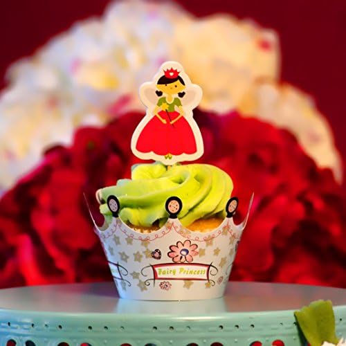 Princess Cupcake Wrappers | Set of 12 Wrappers &amp; 12 Toppers | Assembles in Seconds | A Charming Decoration For Your Beautiful Princess