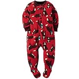 カーターズ ロンパース carter's 男の子用赤お行儀のいいラブリーワンちゃんフリース足つきカバーオール(すべり止め付) (18... [並行輸入品]