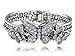 Alilang Silvery Tone Clear Crystal Colored Rhinestones Vintage Butterfly Wings Bangle Cuff Bracelet