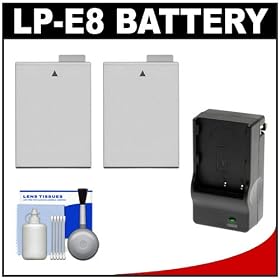(2) Power2000 LP-E8 Rechargeable Batteries with Charger + Cleaning Kit for Canon EOS Rebel T2i, T3i & T4i Digital Camera