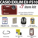 Casio Exilim EX-FS10 Digital Camera 9MP Digital Camera Red With Ultimate Exilim Accessory Kit Includes 4GB Memory, Spare Battery, Soft Case + More