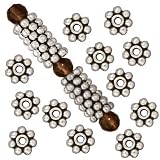 Fine Silver Plated Lead-Free Pewter Daisy Spacer Beads 4mm (50)
