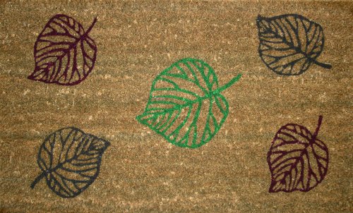 STC Hand Tufted Coir Door Mat with Anti-slip Backing, 5 Leaf Design, 45x75cm