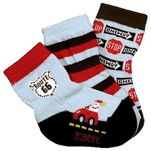 Robeez Organic Socks Roadtrip Doggie Blue 3p 0-6 Months
