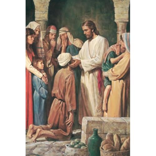 [11" X 17"] Christ Healing a Blind Man By Del Parson. LDS, The Church