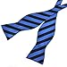 PenSee Mens Self Bow Tie Stripe Black and Blue Jacquard Woven Silk Bow Ties