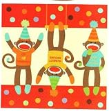 16 pc Sock Monkey Birthday Party Luncheon Napkins