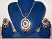 Romantic Gift-polki Oval Necklace Set Gold Plated with Emeralds and Rubies