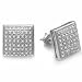 Platinum Plated Sterling Silver Real Diamond Dome Square Shape Mens Ladies Hip Hop Iced 10.5 mm Stud Earrings 1/3 CT (0.33 Carat I-J Color , I2-I3 Clarity)