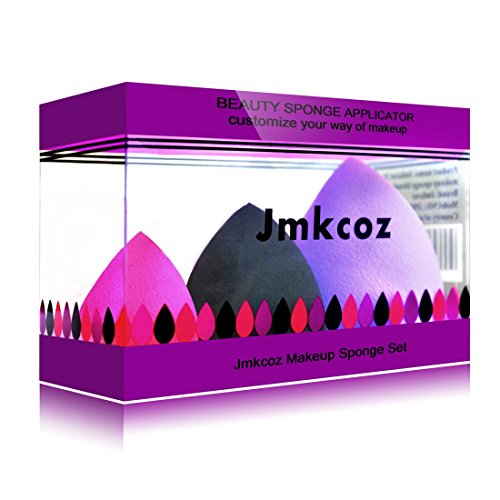 Jmkcoz 3 Piece Set of Makeup Sponges Soft Flawless Makeup Sponge Beauty Blender Cosmetics Beauty Sponge, Latex Free and Odour Free, for Foundation Blending Blush Concealer Application