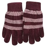 Two Tone Chenille Glove-Burgundy W20S48F