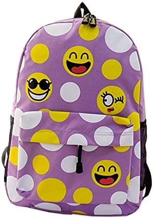 Emoji Backpack Canvas for Boy Girl Kinds Emojis Smile School Bookbag Casual Bag