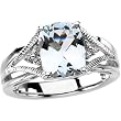 14K White Gold Aquamarine and Diamond Ring