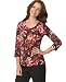 JM Collection Petite Top, Three Quarter Sleeve Floral
