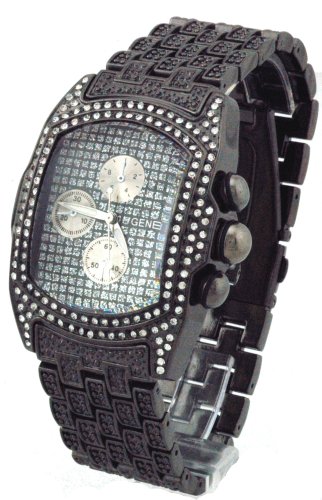 Geneva Elite Men's Iced Out Ultra Lupah Watch with 1 More Diamonds Model 2471 B2