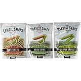 Harvest Snaps Lentil Snaps And Snapea Crisps 3 Flavor Variety Bundle: (1) Lentil Snaps Tomato Basil, (1) Snapea Crisps Lightly Salted, and (1) Lentil Snaps Onion Thyme , 3-3.3 Oz. Ea. (3 Bags Total)