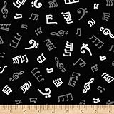 Kaufman In Tune Music Notes Black Fabric By The Yard