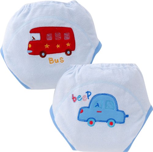 (チャックル) chuckle 3層トレーニングパンツ2枚組【乗り物バス＆クルマ柄】95cm サックス 95cm W4125-95-30