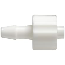Value Plastics White Nylon Tube Fitting, Male Luer with Integral Lock Ring to 200 Series Barbed Coupler, Tube ID