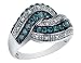 Blue and White Diamond Ring 1/2 Carat in 14K White Gold