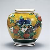 九谷焼 10号花瓶 吉田屋花鳥 【陶器,花器,フラワーベース】の画像