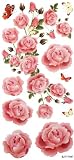 LW Waterproof tattoo sticker color flowers fresh pink roses