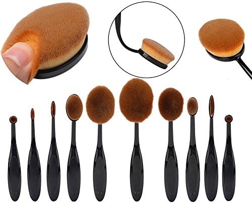 NATASA High Quality 10pcs Oval Soft Foundation Makeup Brush Sets Toothbrush Style Eyebrow Foundation Eyeliner Lip Oval Makeup Brushes