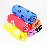 Cute Soft Warm Pet Puppy Dog Cat Paw Print Fleece Blanket Mat Pad Bed Cover Random Color