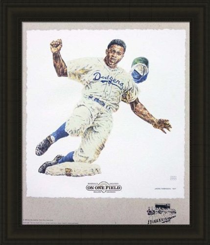Los Angeles Dodgers Framed Jackie Robinson Brooklyn Dodgers Lithogaph By Michael Mellett MLB Baseball