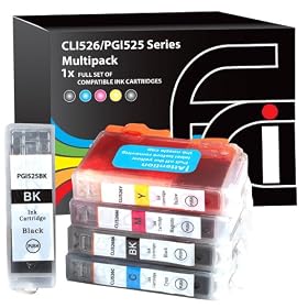 5 Canon Compatible CLI526, PGI525, Printing Ink Cartridges - NEW WITH CHIP INSTALLED NO FUSS - Multipack Set of 5 Canon Compatible Printer Ink Cartridges for CANON PIXMA iP4850, iP4950, MG5150, MG5250, MG5350, MG6150, MG6220, MG6250, MG8150, MG8220, MG8250, MX885, IX6550 Printer Inks PGI 525BK, CLI 526Y, CLI 526M, CLI 526C, CLI 526BK,) High Capacity Inks