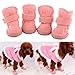 4Pcs Lovely Warm Adjustable Pet Dog Puppy Winter Cotton Anti-slip Snow Cozy Shoes Boots (Pink, Medium)
