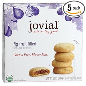 Jovial Fig Fruit Filled Gluten Free Organic Cookies, 7 Oz. (Pack of 5)